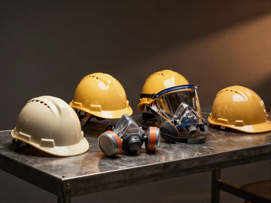 Safety helmets, face shields and respirators