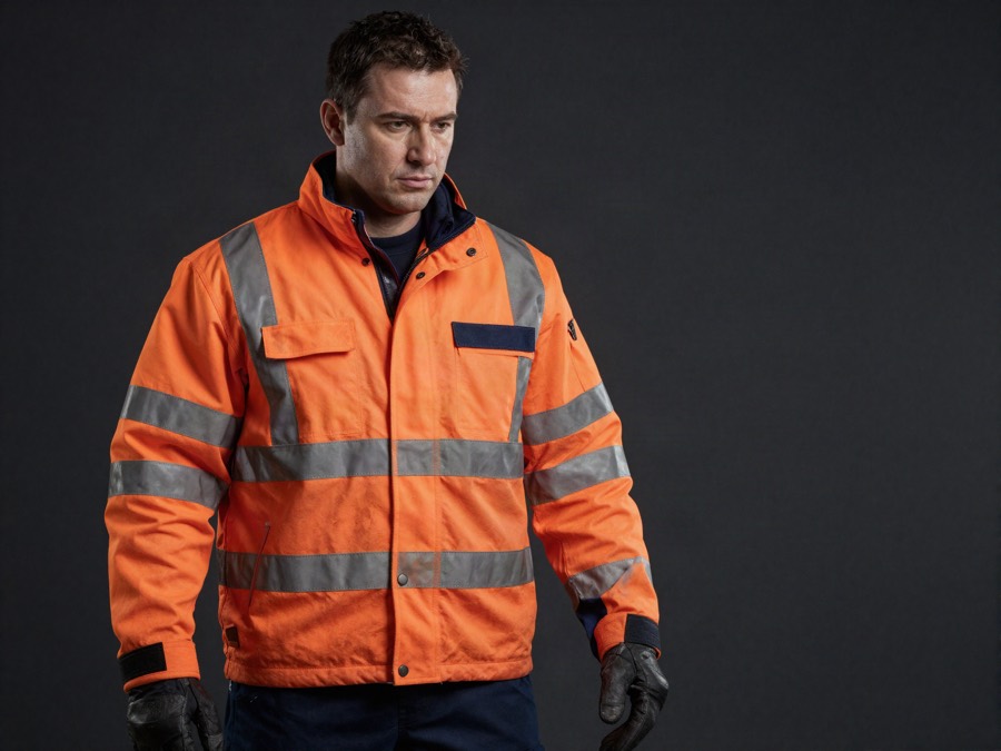 Worker in hi-vis safety workwear and coverall